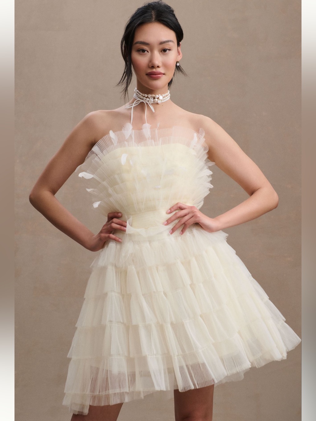 Anthropologie Mac Duggal Daphne Strapless Tiered Tulle Mini Dress